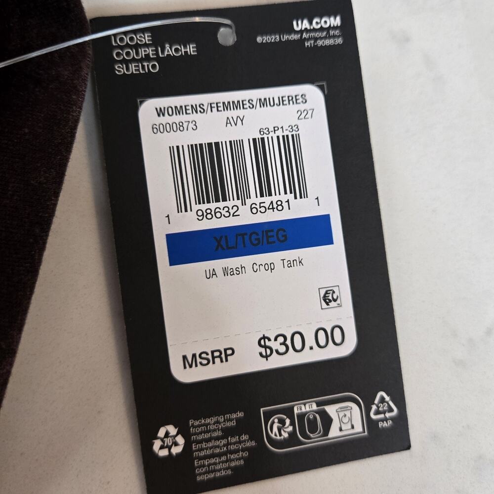 Under Armour Women XL UA Wash Crop Tank Mineral Wash Loose Fit NWT - Picture 3 of 13